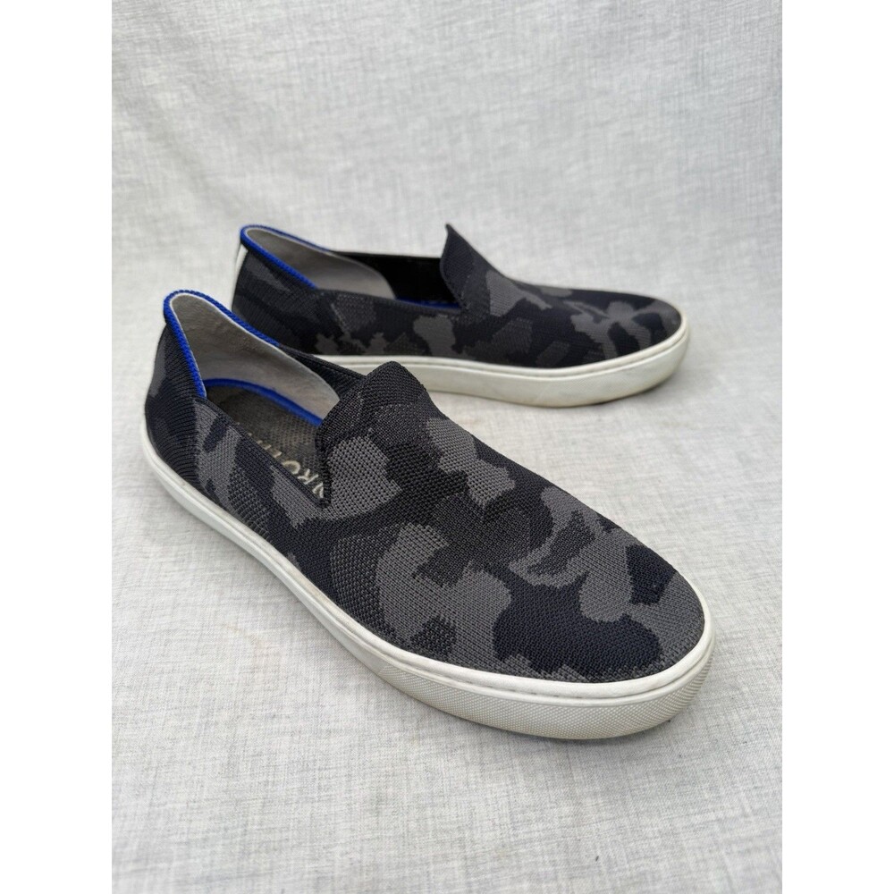 ROTHYS Original Slip On Sneakers Womens 7.5 Camo Black Gray Knit